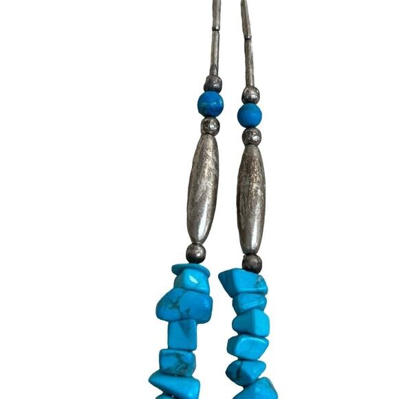 Vintage Silver and Turquoise Double Strand Beaded Necklace - Picture 7 of 10